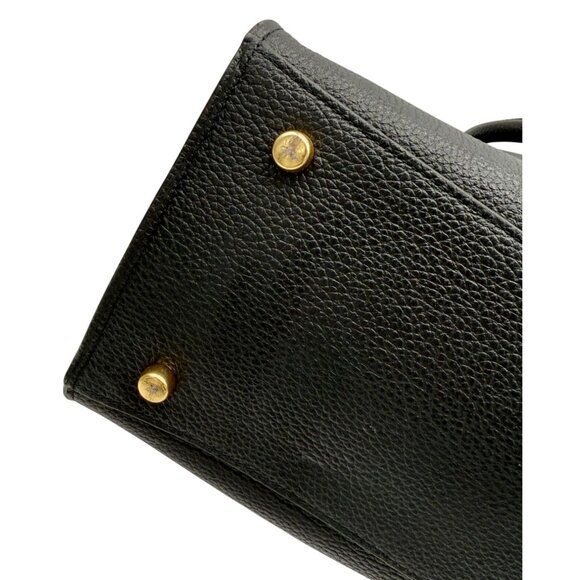 Coach Gold/Black Channing Polished Pebble & Crossgrain Leather Carryall (73568) - Picture 5 of 13